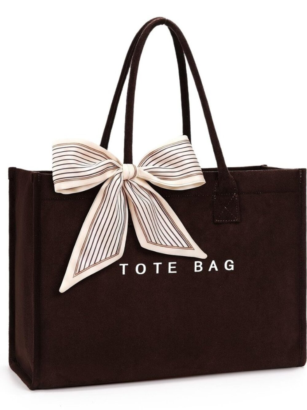 Large Suede Tote Bag Brown Faux Suede Shoulder Bag Top Handle Fall Handbag